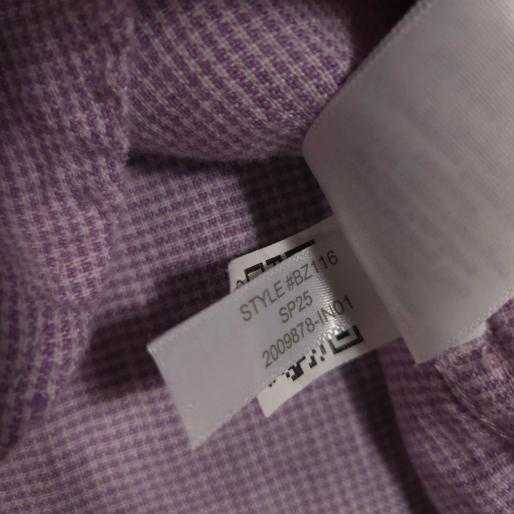 J Crew Shirt Mens Small Purple Mini Houndstooth Linen Blend Shoort Sleeve Preppy